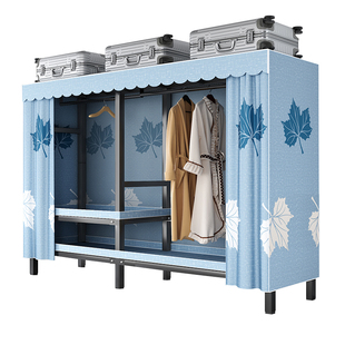 简易衣柜家用卧室挂衣衣橱小户型出租房屋免安装全钢架折叠收纳柜