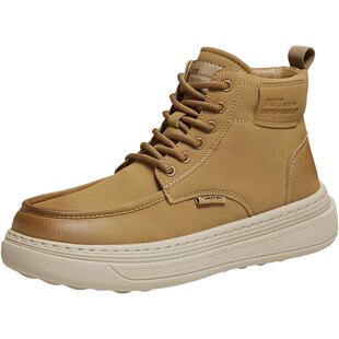 百思图2025冬季新款工装靴时尚简约户外运动厚底男短靴L8802DD5