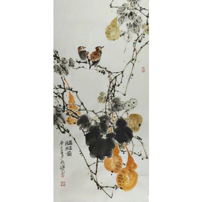 手绘国画装饰画孙艺群葫芦田园