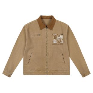 MEDM 蕾丝底特律休闲翻领夹克男女情侣潮流美式复古宽松外套春秋