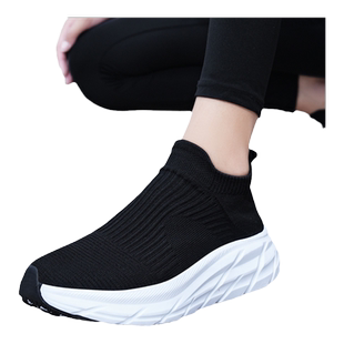 男鞋运动鞋男士夏季透气休闲袜子鞋男款一脚蹬软底防滑黑色旅游鞋