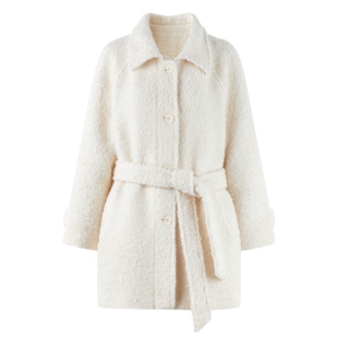 秋水伊人气质翻领大衣2025年冬季新款时尚通勤可调节袖袢毛呢外套