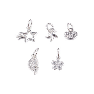 S925纯银吊坠五角星铜钱元宝锦鱼小花挂坠海星坠子diy手工配件