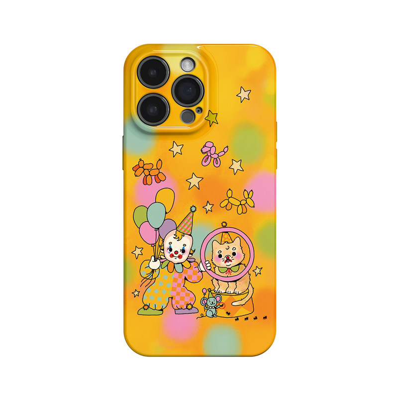 小丑~卡通有趣杂技猫ins适用苹果17promax手机壳iphone16华为pura80小米15opporeno14荣耀400萌iqoo13红米k80