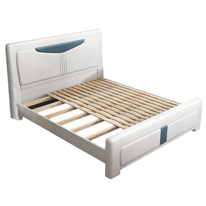 全实木现代简约白色双人床
