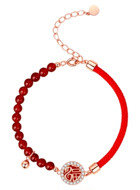 999纯银红玛瑙灵蛇手链女本命年