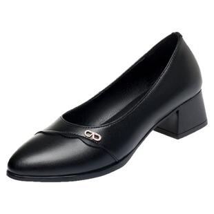 真皮中跟女鞋中年妈妈皮鞋粗跟软底不累脚中老年鞋子软皮女士单鞋