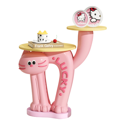 可爱粉色猫咪卧室床头柜