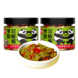 烩道0脂双椒酱贡菜辣椒酱零脂肪轻食低脂酱料剁椒拌面拌饭青椒酱