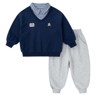 嘟嘟家男童套装春季儿童学院风卫衣裤子女童春装宝宝上衣裤子春款