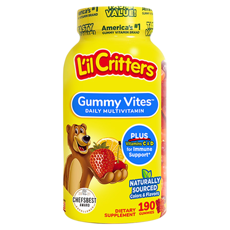 麗貴lilcritters小熊軟糖兒童復(fù)合維生素VA葉黃素鈣鋅VB葉酸D3