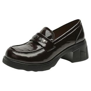 星期六2025新款一脚蹬厚底女鞋秋季四季单鞋女水钻粗跟不磨脚增高