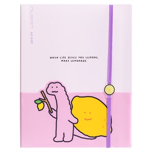 Nusign纽赛乔古漫联名A4绑带资料册收纳文件夹30页40页整理joguman小恐龙卡通图案多巴胺配色马卡龙学生用