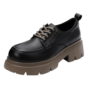 哈森厚底系带乐福鞋英伦学院风百搭舒适女鞋秋新品HWL250126