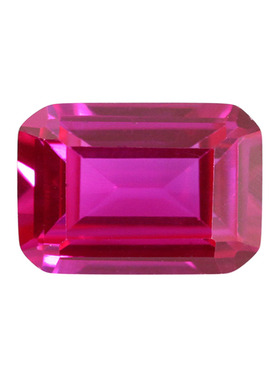 长方倒角车平3#玫红色红刚玉裸石 祖母绿形切割戒面合成红宝石钻