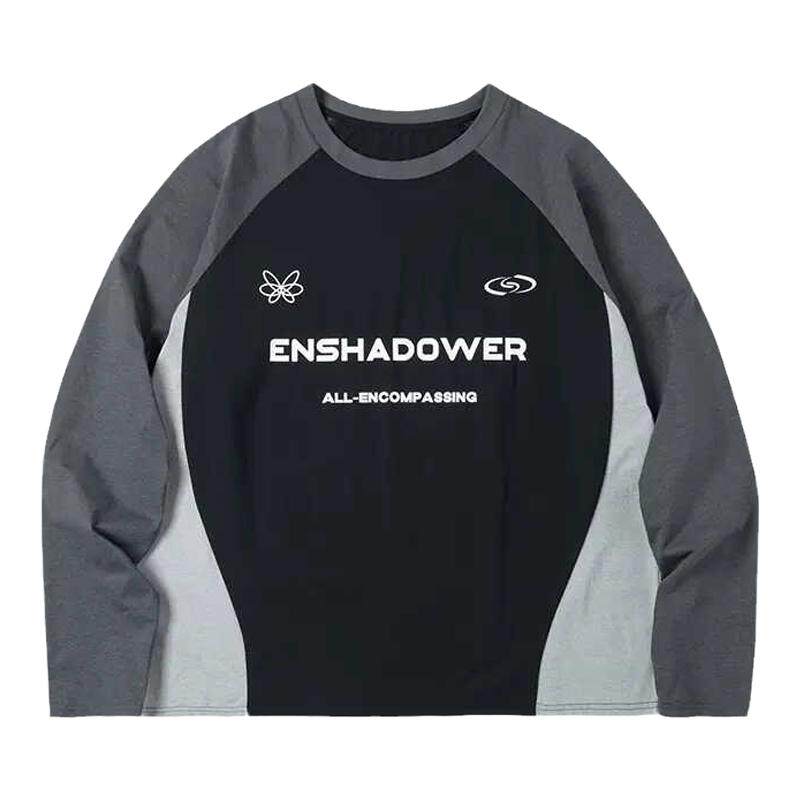 ENshadower隐蔽者 户外速干长袖T恤男美式印花拼色休闲打底上衣潮