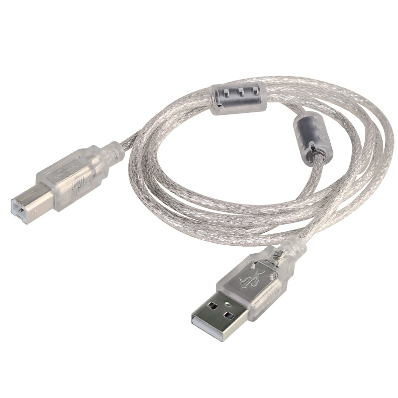 透明白双磁环声卡电脑连接线 适用艾肯4nano打印机USB2.0接口通用