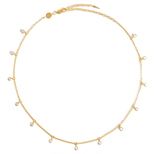 Missoma金色星际流苏锁骨链 复古时尚18k镀金小金珠项链颈链女