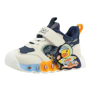 bduck小黄鸭童鞋儿童鞋男童运动鞋加绒冬季小童亮灯鞋发光宝宝鞋