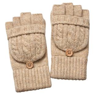 秋冬季新款韩版半指露指翻盖两用保暖防寒羊绒纯色毛线羊毛手套女