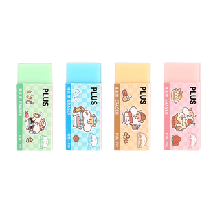 日本Plus普乐士橡皮擦奶茶鼠限定中小学生考试用2b绘图绘画素面铅笔橡皮可爱卡通象皮擦文具柔软聚屑