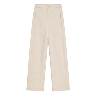 醋酸羊毛阔腿裤女秋冬2025新款高腰小个子白色毛呢休闲窄版直筒裤