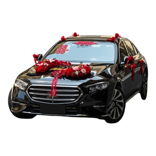 主婚车装饰车头花结婚车队拉花布置吸盘花车高级头车花全套仿真花