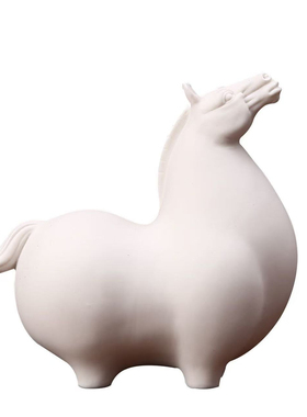 白色陶瓷马摆件一对伴手礼