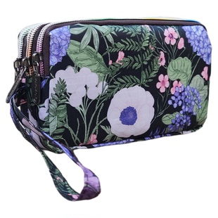 2026新款时尚百搭女士手拿包迷你小布包手机零钱包三拉链印花长款