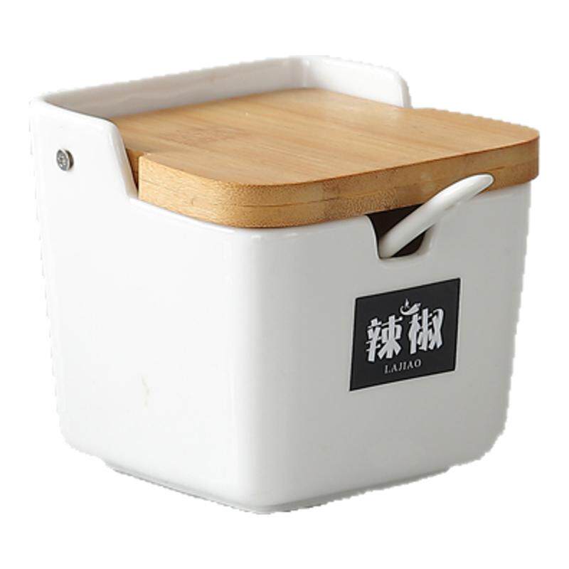 陶瓷家用厨房翻盖调味罐调料盒