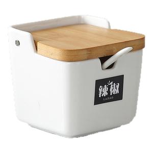 陶瓷家用厨房翻盖调味罐调料盒