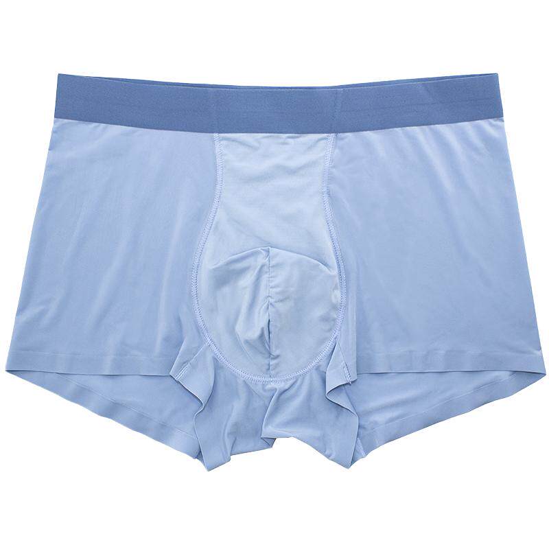 男士冰丝内裤平角裤超薄款凉爽一夏一片式无痕舒服纯色男平脚短裤