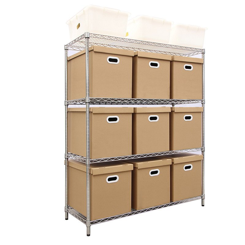 新款直销现货带轮移动仓储不锈钢货架镀铬工业物料展架多层铁丝网