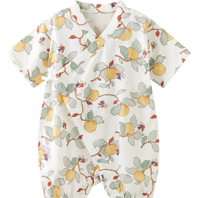 【桑蚕丝】微狮牧尼宝宝短袖连体衣夏季薄款透气婴儿衣服纱布夏装