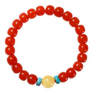 天然原矿南红玛瑙手串女保山柿子红老型珠直切桶珠手链新中式手饰