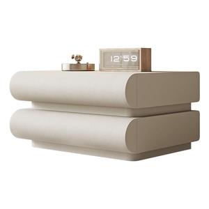 宜洛 月半床头柜 奶油风白色床头柜皮质网红极简智能床边柜收纳柜