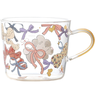 蓝莲花高颜值水杯高硼硅耐高温女生杯子家用办公室大容量个人茶杯