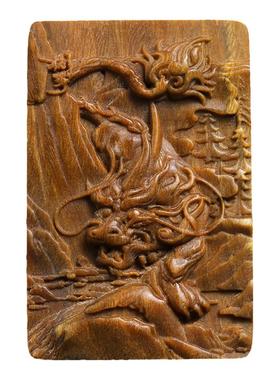 男女通用绿檀木麒麟吊坠吉祥瑞兽