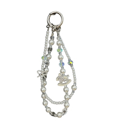 高奢小众镶钻木马双层珍珠水晶