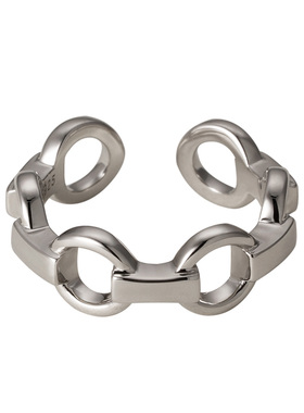 素图锁扣戒指925银女简约气质