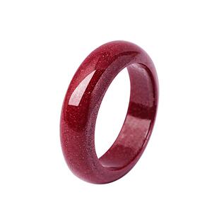 宫里上新旗舰店朱砂戒指女款素圈男款尾戒红色本命年生日新年礼物