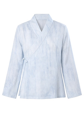 炒色交领汉服女竹节麻太极服中国风武术八段锦练功服男日常禅修服