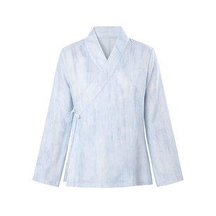炒色交领汉服女竹节麻太极服中国风武术八段锦练功服男日常禅修服