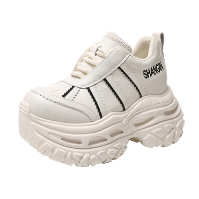 厚底内增高白色加绒保暖老爹鞋