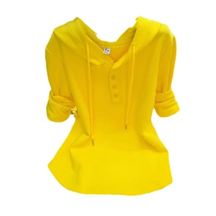 春秋新款连帽打底衫女纯色净版品质百搭休闲T恤上衣25年洋气小衫