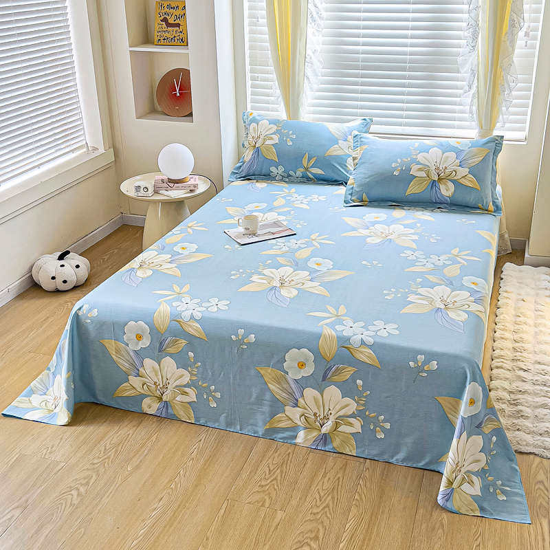 江苏南通床单单件纯棉100全棉2024新款学生宿舍单人1米5被单床上