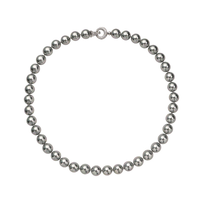 西大班大溪地铂金灰珍珠项链莫兰迪色小众轻奢高级感秋冬毛衣颈链