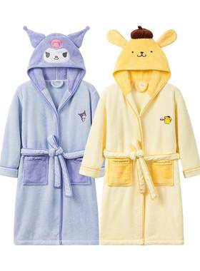 三利三丽鸥浴袍儿童吸水锁温