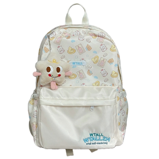 可爱书包ins高颜值玩偶满印双肩包初中生背包 高中生轻便通勤包