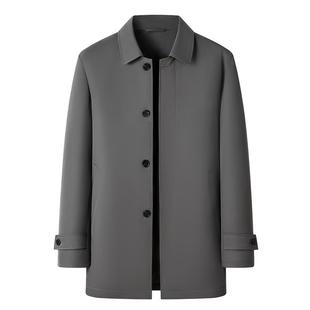 [鹅绒风衣/防钻绒]梦特娇男士羽绒服冬装商务中长风衣外套厚保暖J